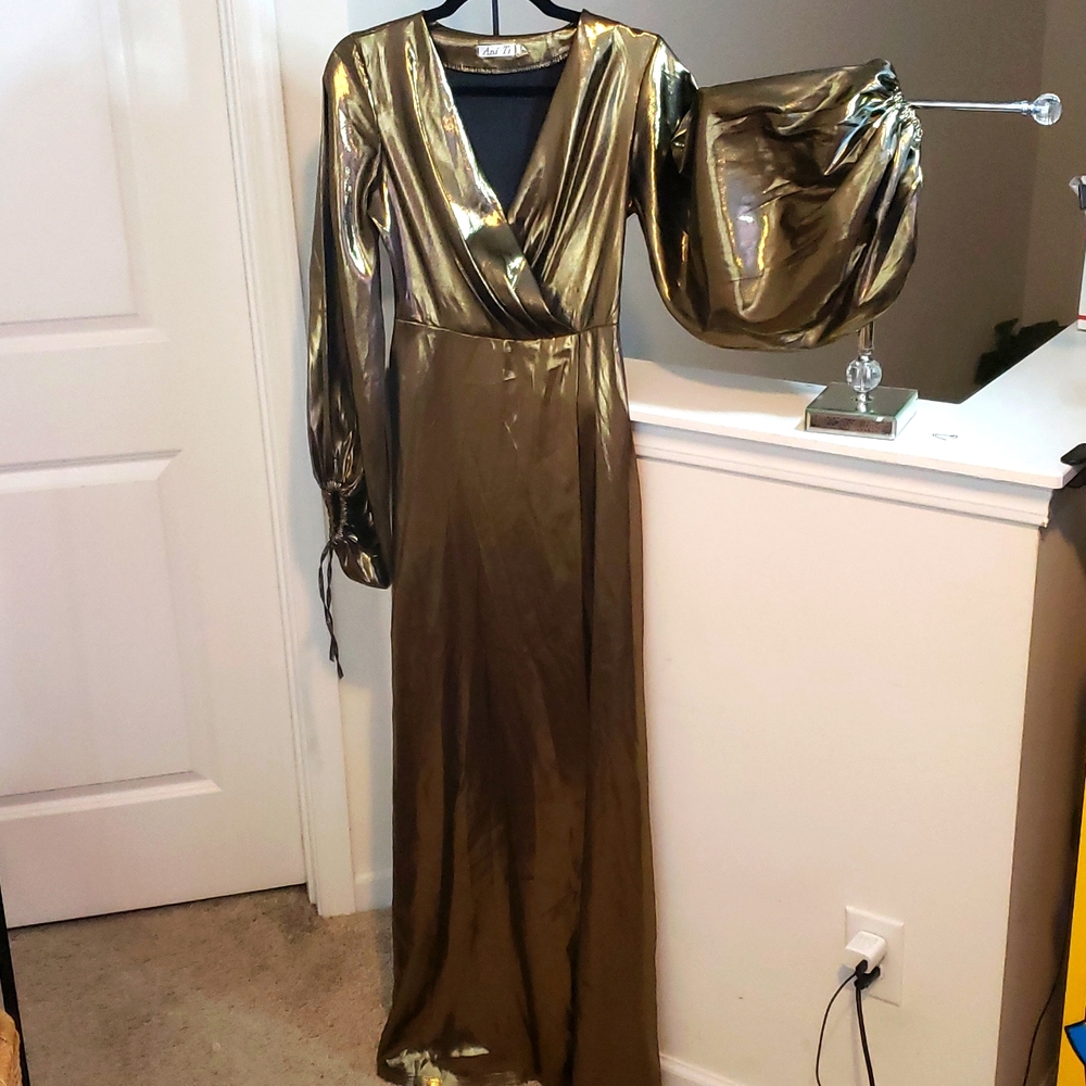 Metallic Maxi Dress Bronze/Gold by Ani Ti